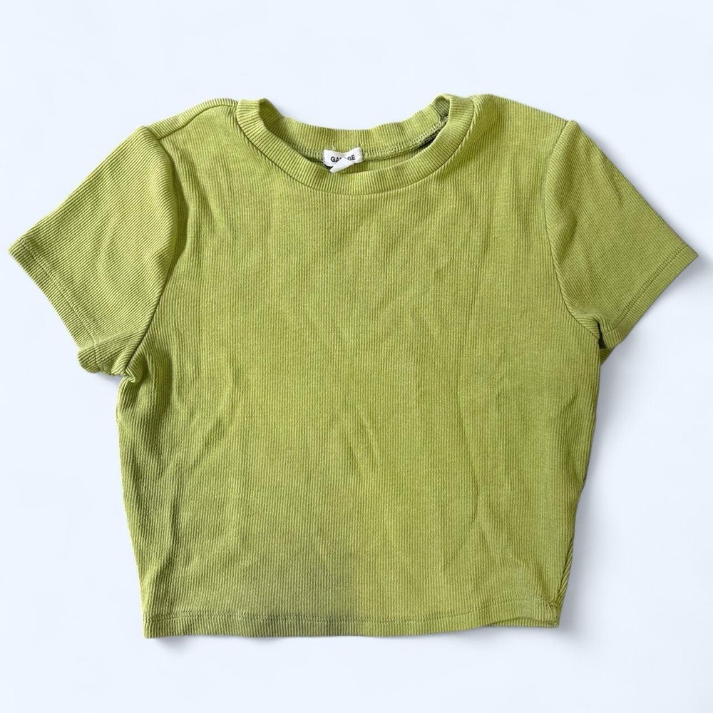 Garage Lime Ribbed Croptop, size S